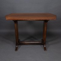 Cotswold-style Oak Refectory Table with Carved Chevron Detailing - Thumbnail 2
