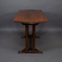 Cotswold-style Oak Refectory Table with Carved Chevron Detailing - Thumbnail 4