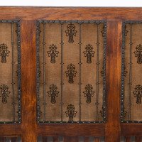 Baillie Scott, Style of. Arts & Crafts Glasgow School Oak Settle with Original Fabric - Thumbnail 7