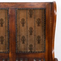 Baillie Scott, Style of. Arts & Crafts Glasgow School Oak Settle with Original Fabric - Thumbnail 8