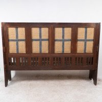Baillie Scott, Style of. Arts & Crafts Glasgow School Oak Settle with Original Fabric - Thumbnail 14