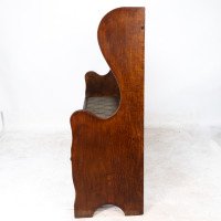 Baillie Scott, Style of. Arts & Crafts Glasgow School Oak Settle with Original Fabric - Thumbnail 4