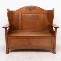 Wylie & Lochhead, M. H. Baillie Scott, an Arts & Crafts Glasgow School Oak Settle