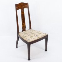 Jas Shoolbred. Arts & Crafts Mahogany Rosewood Chair with Stylised Floral Inlay