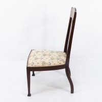 Jas Shoolbred. Arts & Crafts Mahogany Rosewood Chair with Stylised Floral Inlay - Thumbnail 4