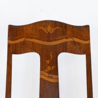 Jas Shoolbred. Arts & Crafts Mahogany Rosewood Chair with Stylised Floral Inlay - Thumbnail 6