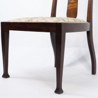 Jas Shoolbred. Arts & Crafts Mahogany Rosewood Chair with Stylised Floral Inlay - Thumbnail 11