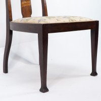 Jas Shoolbred. Arts & Crafts Mahogany Rosewood Chair with Stylised Floral Inlay - Thumbnail 12