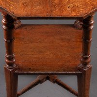 Jas Shoolbred & Co., ( attributed. ). An Octagonal Oak Side Table with Central Shelf - Thumbnail 12