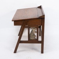 G F Hardy. Arts & Crafts Oak Childs Desk with a Slanted Writing Area & Storage Underneath - Thumbnail 4