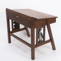 G F Hardy. An Arts & Crafts Oak Childs Desk with a Slanted Writing Area & Storage Underneath - Thumbnail 15