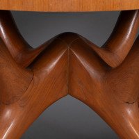Mid Century Teak Extending Dining Table with Organic Style Cross Frame Legs - Thumbnail 16