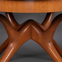 Mid Century Teak Extending Dining Table with Organic Style Cross Frame Legs - Thumbnail 15
