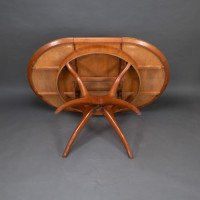 Mid Century Teak Extending Dining Table with Organic Style Cross Frame Legs - Thumbnail 18