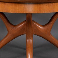Mid Century Teak Extending Dining Table with Organic Style Cross Frame Legs - Thumbnail 17