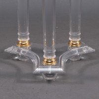 A French Mid-Century Modern Circular Lucite & Brass Side Table - Thumbnail 14