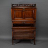 An Aesthetic Movement Mahogany Secretaire Bookcase with Gilt Brass Mounts - Thumbnail 2