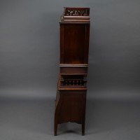 An Aesthetic Movement Mahogany Secretaire Bookcase with Gilt Brass Mounts - Thumbnail 3