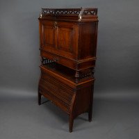 An Aesthetic Movement Mahogany Secretaire Bookcase with Gilt Brass Mounts - Thumbnail 4