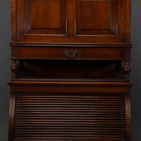 An Aesthetic Movement Mahogany Secretaire Bookcase with Gilt Brass Mounts - Thumbnail 12