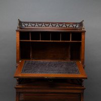 An Aesthetic Movement Mahogany Secretaire Bookcase with Gilt Brass Mounts - Thumbnail 14