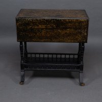 Aesthetic Movement Walnut Drop Leaf Side Table on Four Turned & Incised Legs - Thumbnail 2