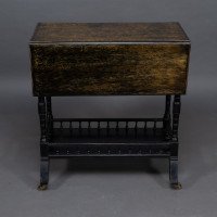 Aesthetic Movement Walnut Drop Leaf Side Table on Four Turned & Incised Legs - Thumbnail 6