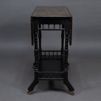Aesthetic Movement Walnut Drop Leaf Side Table on Four Turned & Incised Legs - Thumbnail 8