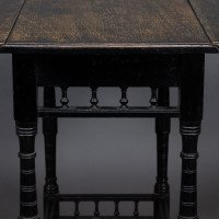 Aesthetic Movement Walnut Drop Leaf Side Table on Four Turned & Incised Legs - Thumbnail 12