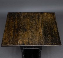 Aesthetic Movement Walnut Drop Leaf Side Table on Four Turned & Incised Legs - Thumbnail 11