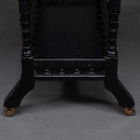 Aesthetic Movement Walnut Drop Leaf Side Table on Four Turned & Incised Legs - Thumbnail 15