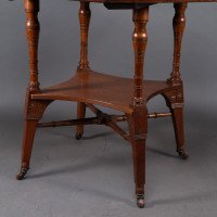 Jas Shoolbred Attributed, Aesthetic Movement Octagonal Walnut Side Table with Central Shelf - Thumbnail 8