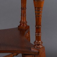 Jas Shoolbred Attributed, Aesthetic Movement Octagonal Walnut Side Table with Central Shelf - Thumbnail 9