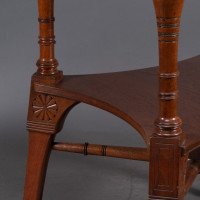 Jas Shoolbred Attributed, Aesthetic Movement Octagonal Walnut Side Table with Central Shelf - Thumbnail 12