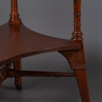 Jas Shoolbred Attributed, Aesthetic Movement Octagonal Walnut Side Table with Central Shelf - Thumbnail 13