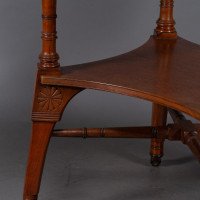 Jas Shoolbred Attributed, Aesthetic Movement Octagonal Walnut Side Table with Central Shelf - Thumbnail 14