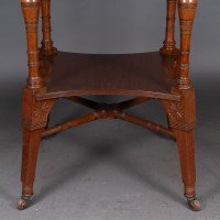 Jas Shoolbred Attributed, Aesthetic Movement Octagonal Walnut Side Table with Central Shelf - Thumbnail 16