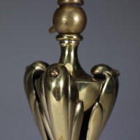 Arts & Crafts brass lamp with floral stem and heart pierced base c.1900 - Thumbnail 9
