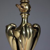 Arts & Crafts brass lamp with floral stem and heart pierced base c.1900 - Thumbnail 11