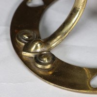 Arts & Crafts brass lamp with floral stem and heart pierced base c.1900 - Thumbnail 15
