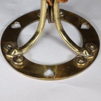 Arts & Crafts brass lamp with floral stem and heart pierced base c.1900 - Thumbnail 14