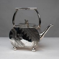 W W Harrison & Co., Aesthetic Movement Silver-plated Tea Pot - Thumbnail 2