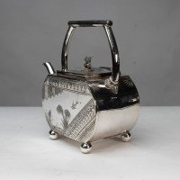 W W Harrison & Co., Aesthetic Movement Silver-plated Tea Pot - Thumbnail 4