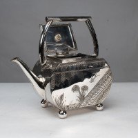 W W Harrison & Co., Aesthetic Movement Silver-plated Tea Pot - Thumbnail 6