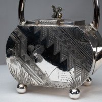 W W Harrison & Co., Aesthetic Movement Silver-plated Tea Pot - Thumbnail 16