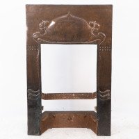 Arts & Crafts Copper Fire Insert with Hand-crafted Stylised Floral Decoration