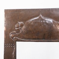 An Arts & Crafts Copper Fire Insert with Hand-crafted Stylized Floral Decoration - Thumbnail 2