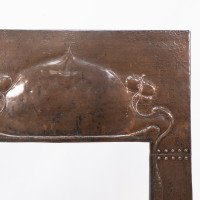 An Arts & Crafts Copper Fire Insert with Hand-crafted Stylized Floral Decoration - Thumbnail 4
