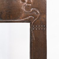 An Arts & Crafts Copper Fire Insert with Hand-crafted Stylized Floral Decoration - Thumbnail 6