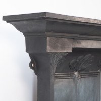 Arts & Crafts Cast Iron Fireplace with Curved Sides & Stylized Floral Decoration - Thumbnail 3